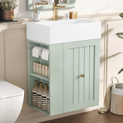 Meuble-lavabo avec tiroir, tablette latérale