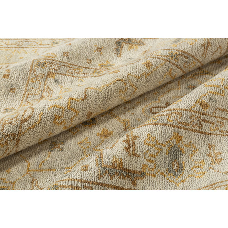 Rock My Classics Wool Oriental Area Rug in Beige/Yellow, Rectangle 10' x 14'