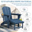 HDPE Folding Fire Pit Adirondack Chair with Pull Out Ottoman Weather Resistant Outdoor Patio Lounge Chair with 2 Cup Holders-2107688746