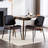 Mid Century Modern Dining Chairs, Of 2, Faux Leather Upholstery Seat, Walnut Back And Metal Legs, Adjustable Foot, Black Pu For Home Room Chairs , Back, Ergonomic Design-1676739177