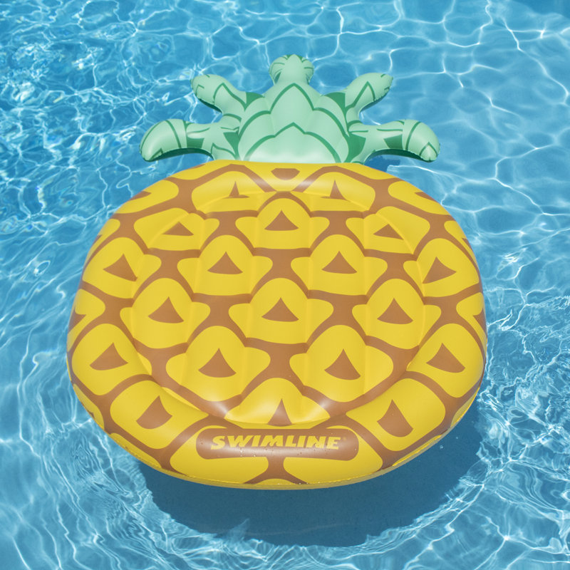 Inflatable Green And Yellow Tropical Pineapple Swimming Pool Raft 86-Inch