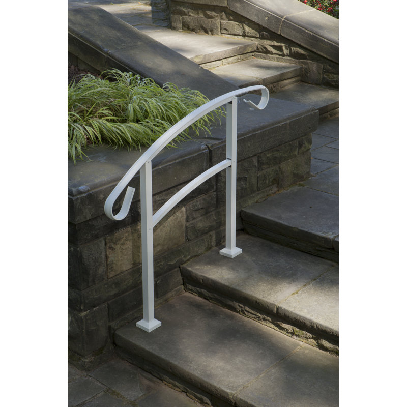 White Aluminum 3-Step Handrail Kit for Porch Stairs