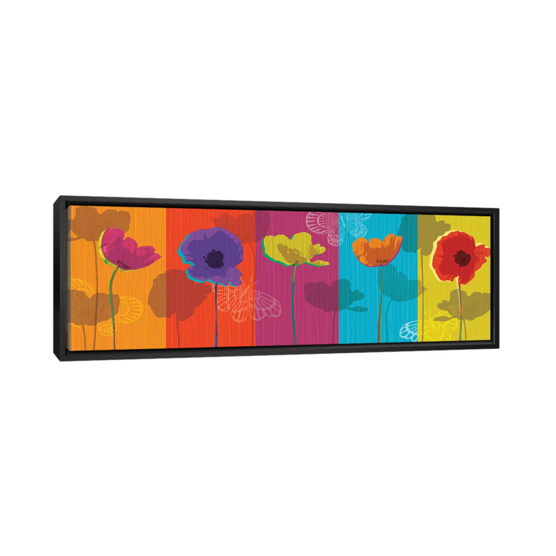 «Poppylici», impression sur toile tendue, H 16 po x l 48 po x P 1,5 po, Cadre noir