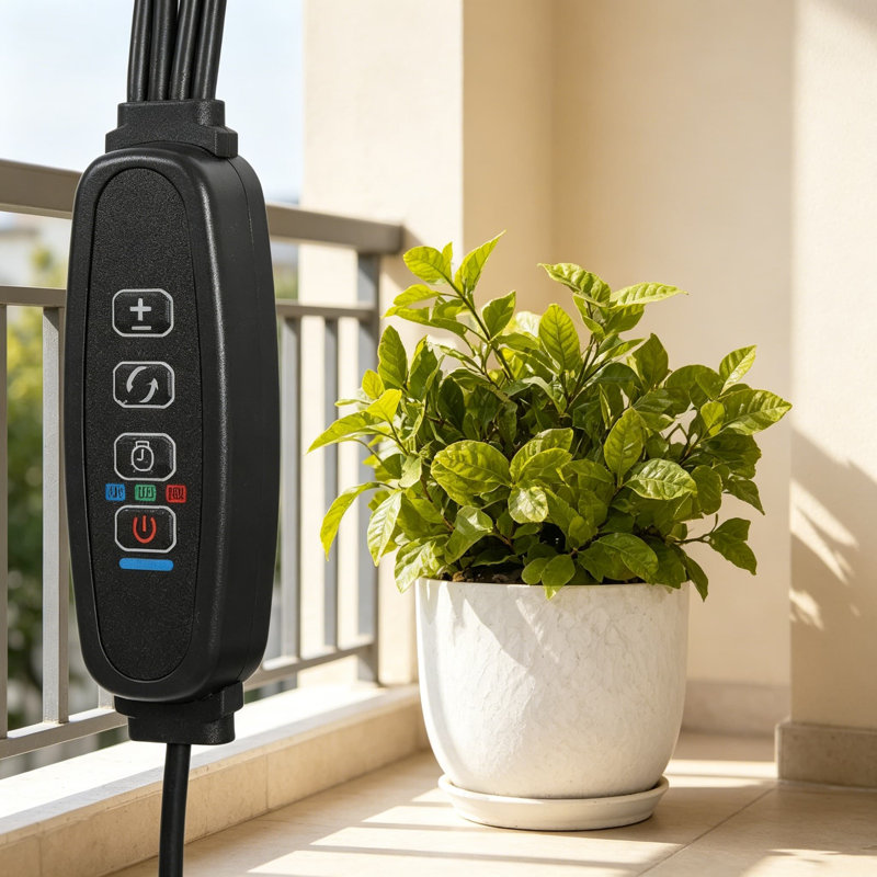 Support pour plante avec lumière de croissance, étagère à 5 niveaux pour plantes d'intérieur, DEL à spectre complet à minuterie contrôlée, bords surélevés pour plus de stabilité, brun rustique et noir