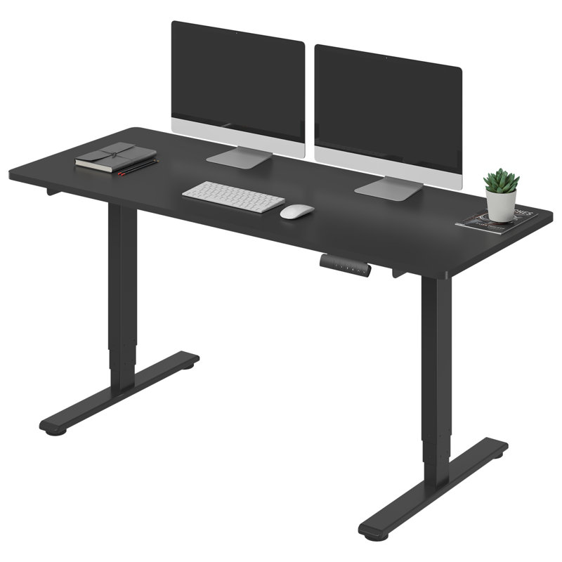 3-Stage Dual Motor Electric Standing Desk, 48.8" H x 60" W x 24" D, Black/Black