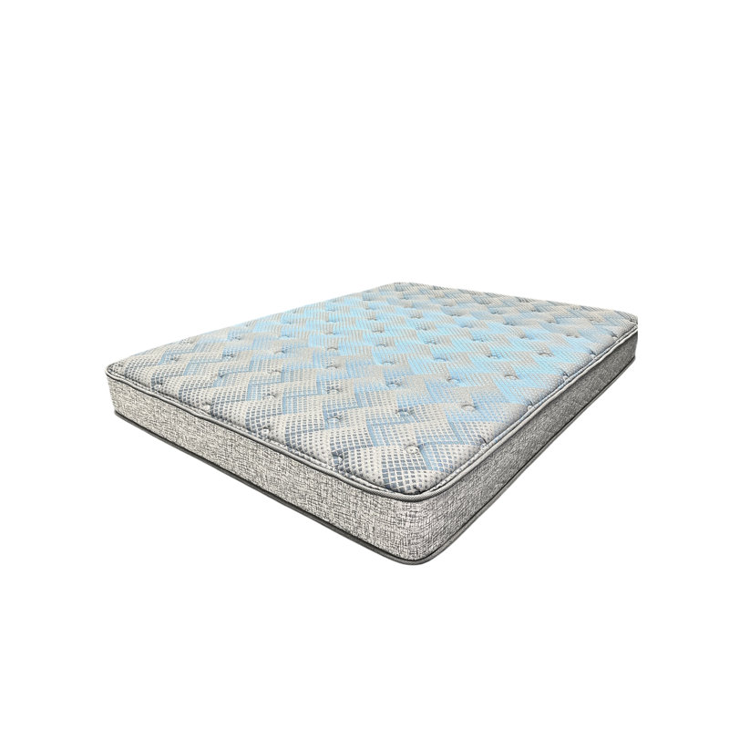 Matelas simple en mousse, 9 po d'épaisseur, deux de confort moyen, design pivotant, support équilibré gris et bleu