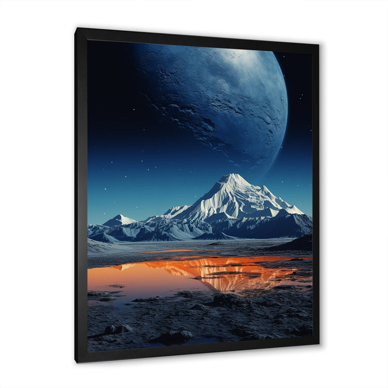 Paysage lunaire volcanique sur toile, H 44 po x l 34 po x P 1,5 po, Cadre simple noir