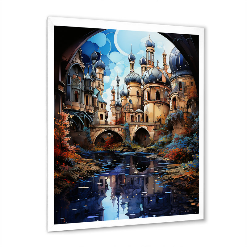 Reproduction d'art mural canal beige sur les voies d'eau surréelles magiques II, Cadre photo blanc