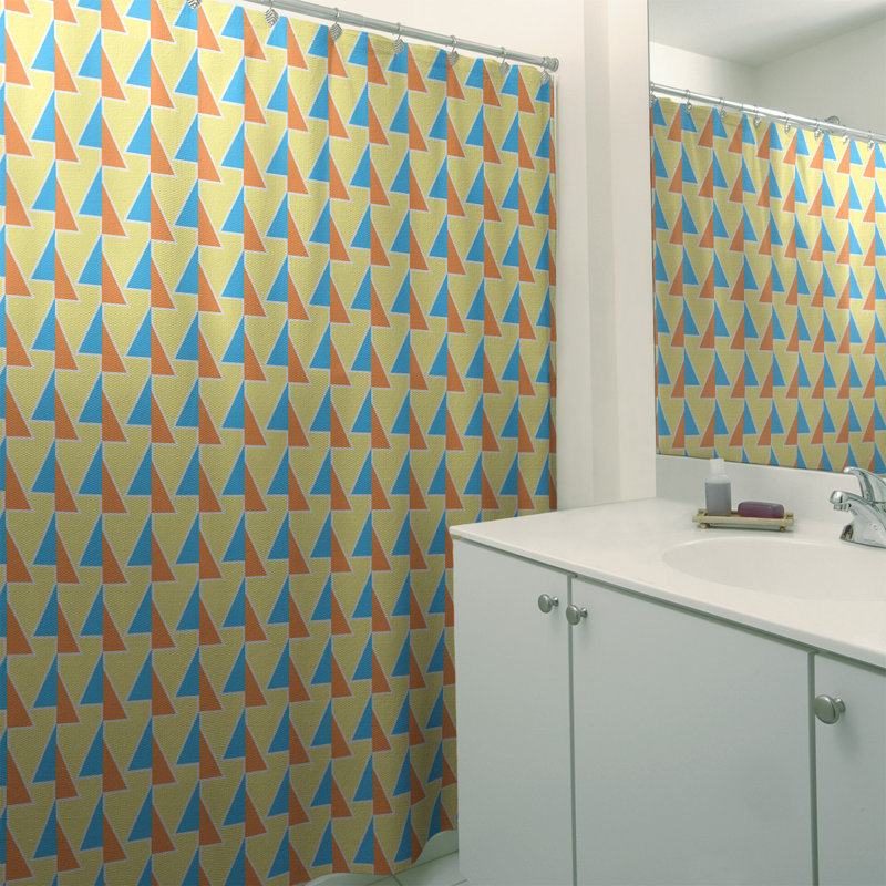 Rideau de douche à flèches décalées, Orange / bleu sarcelle