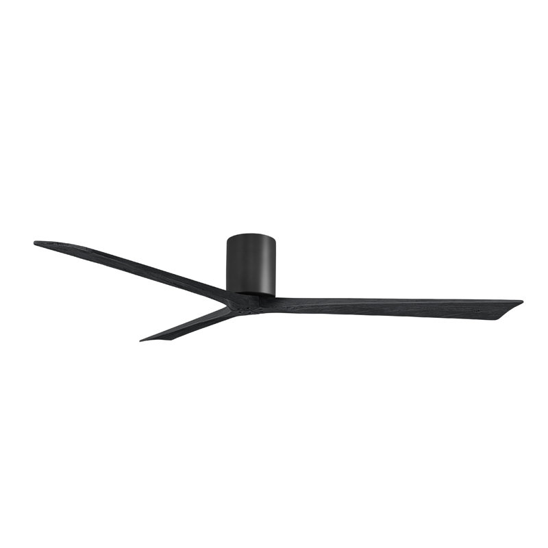 Ventilateur de plafond à 3 pales Olivier, Noir mat, Noir mat, 72"