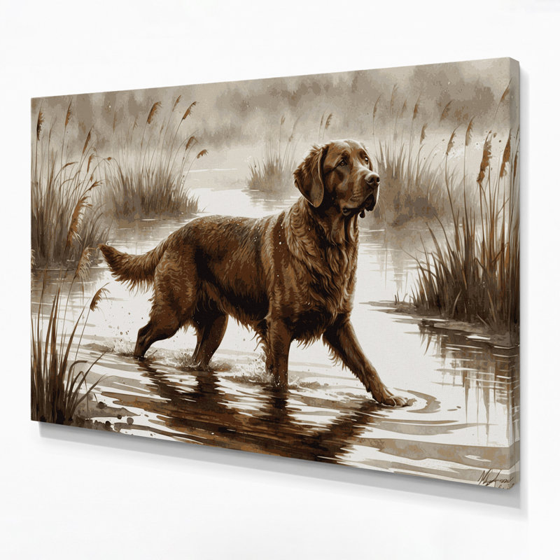 Chiens sur toile grise Chesapeake Bay Retriever, H 12 po x l 18 po