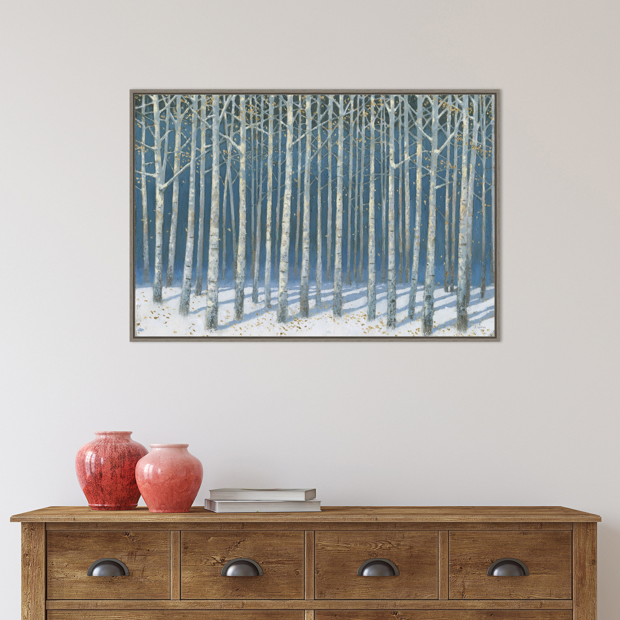 Wildon Home® Bobbyjo Shimmering Birches by James Wiens Framed Art on