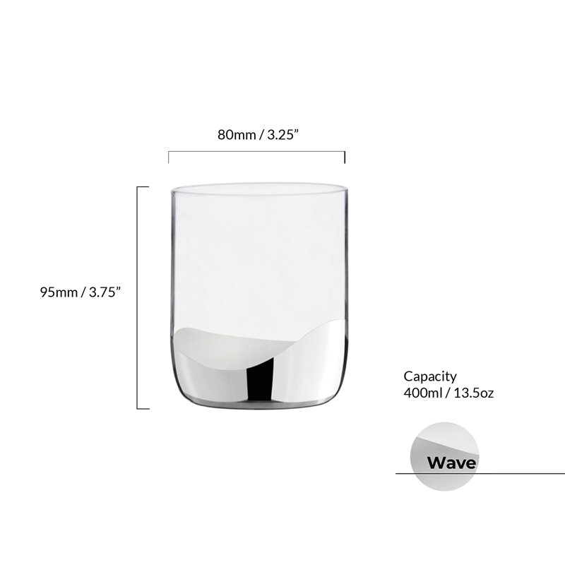 Wave DOF Tumblers, Clear/Silver