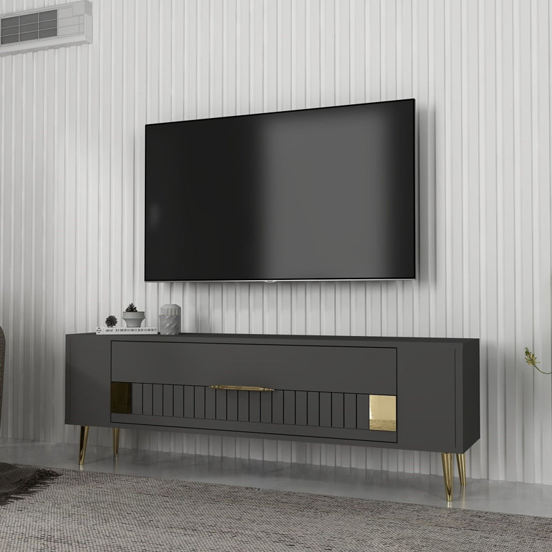 Olivia Unfinished TV Stand, 120cm, Grey/Gold
