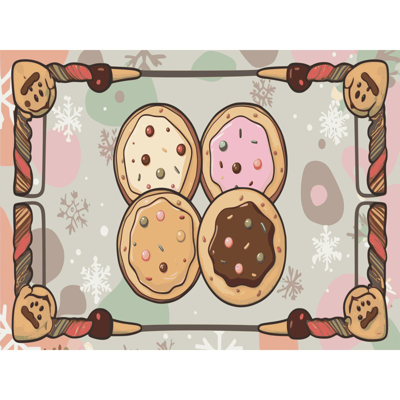 Tapis de vacances The Holiday Aisle® Cookies, Rectangulaire 2 pi x 3 pi