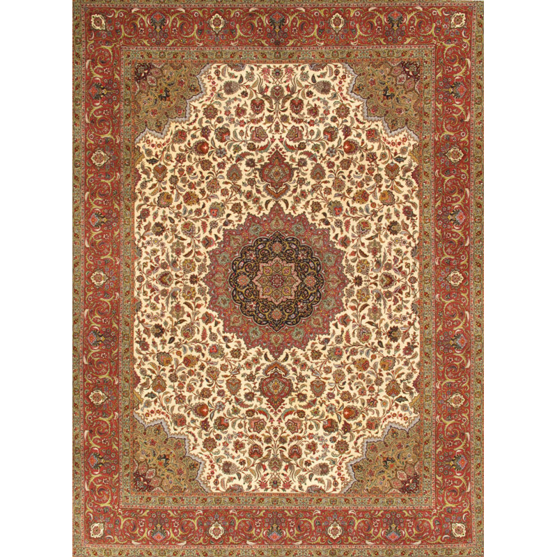 Baku One-of-a-Kind Rectangle 9'10" X 13'8" New Age Area Rug in Brown/Ivory/Red