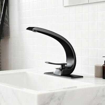 Solid Brass Single Hole Single Handle Bathroom Sink Faucet with Drain Assembly