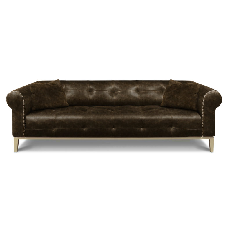 Sloanestreet Leather Sofa, Desert (Longhorn), Stainless Steel