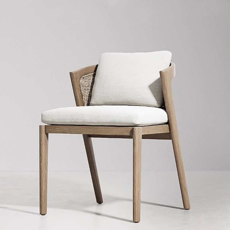 Chaise en rotin tissé résistant à l'eau en teck pour l'extérieur