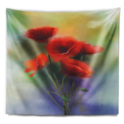 Tapisserie de polyester avec des accessoires suspendus et des fleurs en aquarelle de polyester incluses