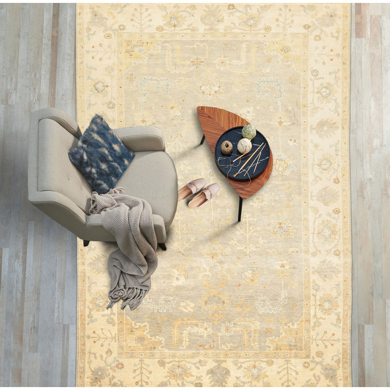 Tapis Oushak en laine noué à la main, gris ardoise, style transitionnel, 1,80 m x 2,69 m