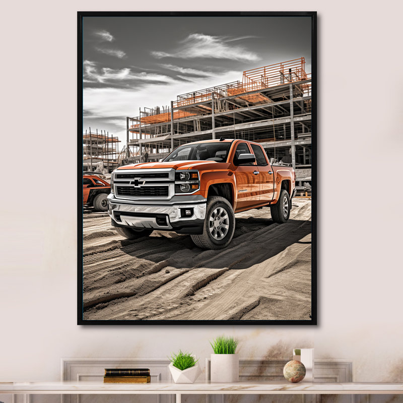 «Tybrook Pickup Truck Construction Chronicles II», reproduction, H 32 po x l 16 po x P 1 po, Cadre flottant noir