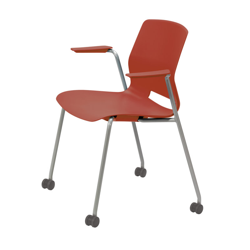 Chaise empilable Wille, Rouge Peri, Avec des roulettes