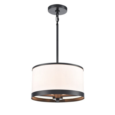 Paynter - Pendant - Black Finish - Soft Eggshell White Hue Fabric Shade