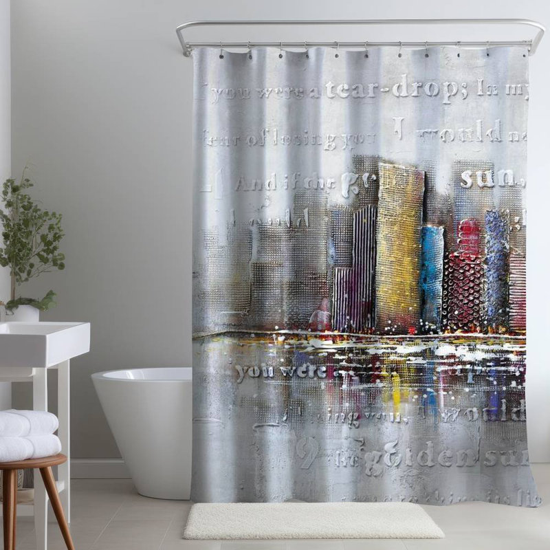 Shower Curtain CI40 – Polyester Shower Curtain, Dye Sublimation Print, 71" W × 74" L