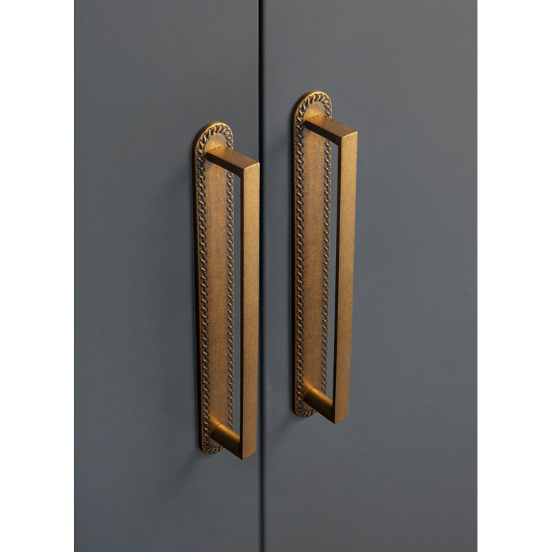 Poignée de bar classique avec contre-plaque (G016), 7 3/5", Laiton antique