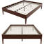 Base de lit plateforme en bambou massif de 15 pouces de hauteur avec support en métal, base en lattes de bois minimaliste moderne, aucun sommier tapissier requis, sans bruit, assemblage facile-640590555-640590559
