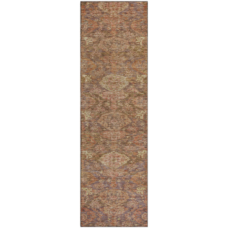 Premium Machine Washable Jamestown AMF1084 Damask Rug, Runner 2'3" x 7'6"