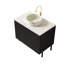 Meuble-lavabo de salle de bain avec lavabo en céramique à motif de pierre et plateau en pierre frittée-129865380