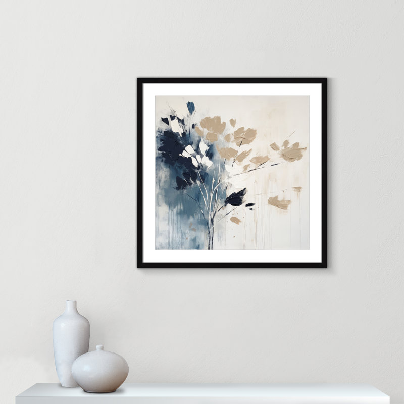 «Bliue Earthly Neutralité I» par Irena Orlov, L 27,5 po x H 27,5 po, Imprimé mat, Noir satiné