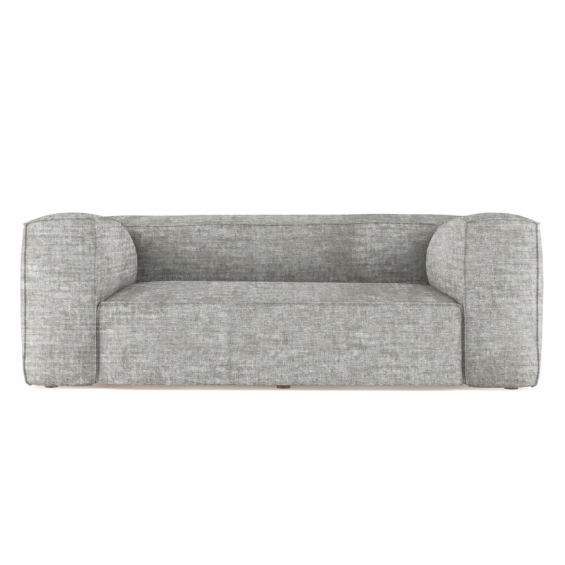Canapé surdimensionné Varick, H 30 po x l 84 po x P 47 po, Velours écrasé rayé argent, Patiné