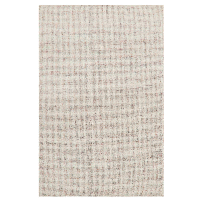 Abstract Contemporary Grid Handmade Wool Blend Area Rug, Rectangle 2' x 3', Rust/Beige