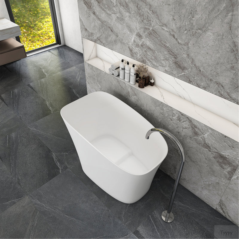 Baignoire de trempage profonde autoportante à surface solide de 51 pouces avec siège