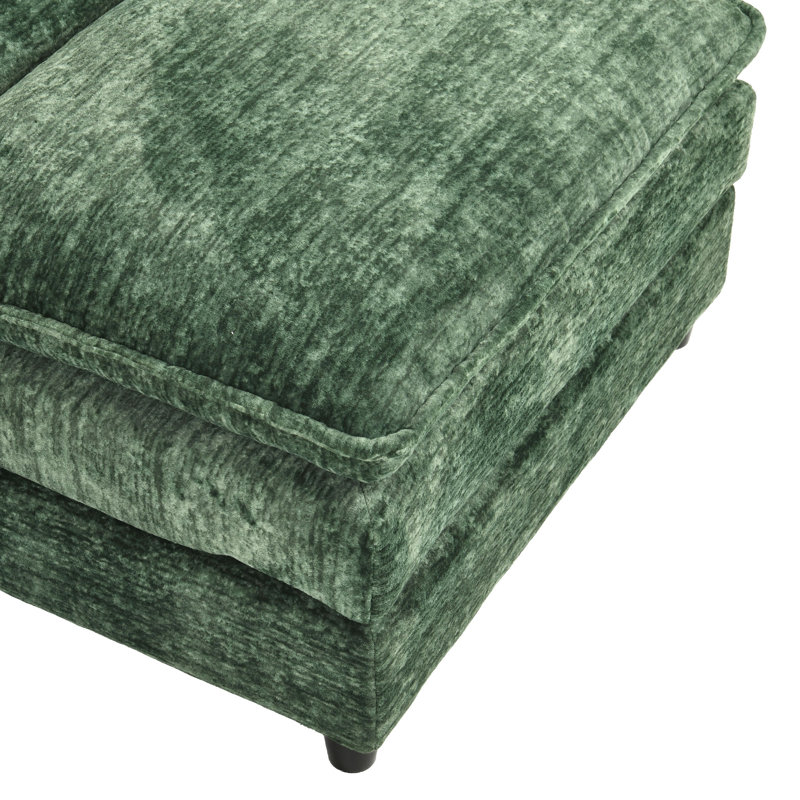  139'' W Double Layer U-Shaped Cushion Cloud Couch, 6-Piece Sectional Sofa, Green Velvet