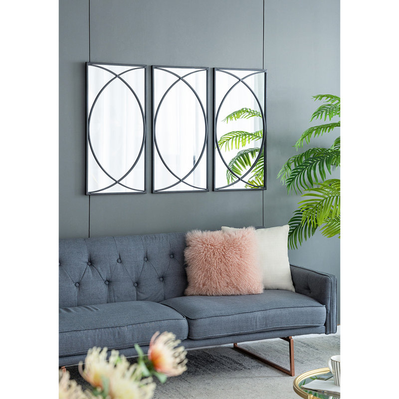 Manufactured Wood, Iron Rectangle Wall Mirror
