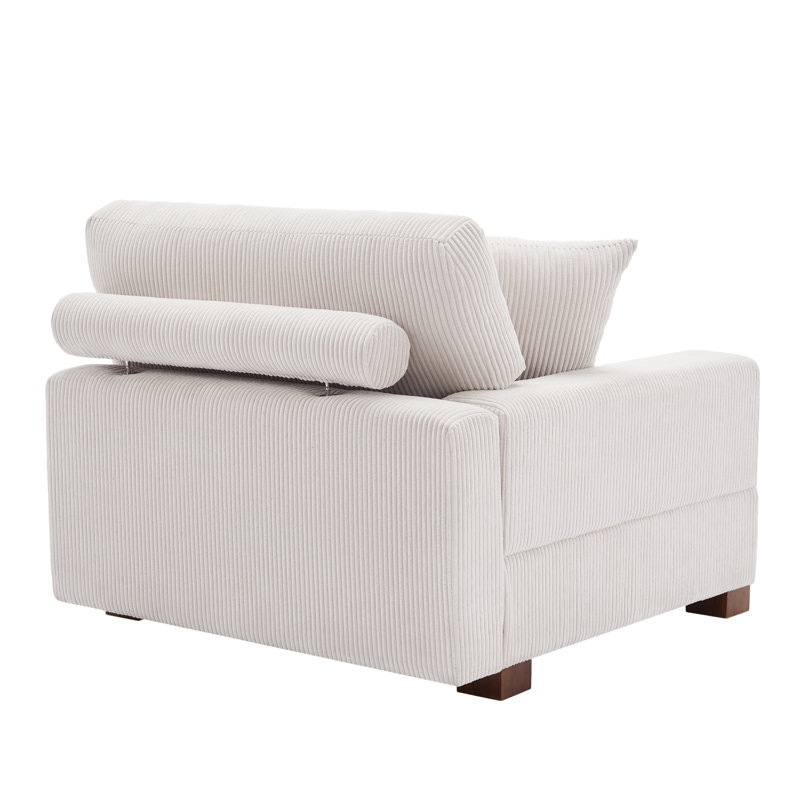 Fauteuil en velours côtelé Yalisa, Velours côtelé beige