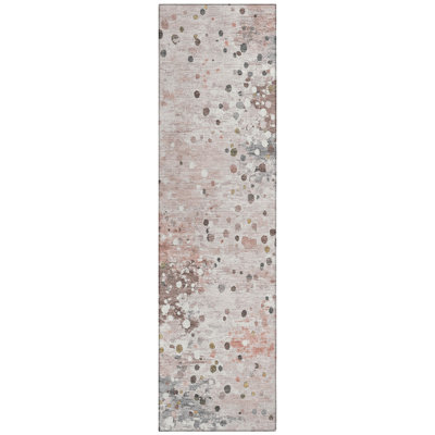 Machine Washable Indoor/Outdoor Xhevrie Salmon Rug