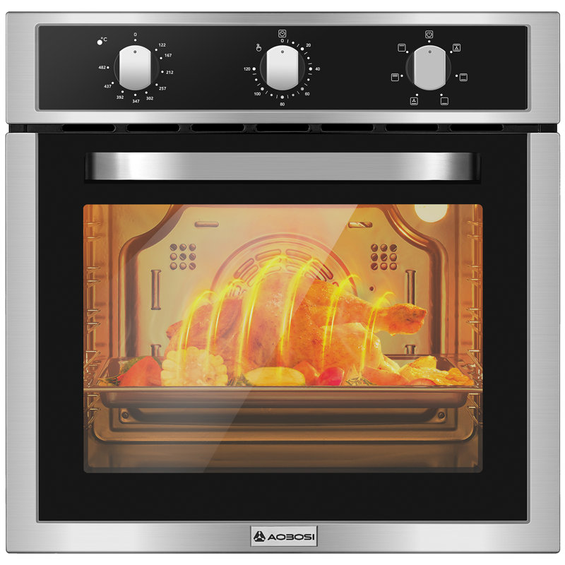 Four électrique encastré 24 po avec convection véritable, 24 fonctions de cuisson, commandes mécaniques à bouton et porte amovible, acier inoxydable noir 24 po