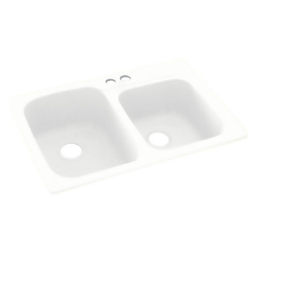 33'' L Mounting / Installation Required Double Bowl Solid Surface Kitchen Sink