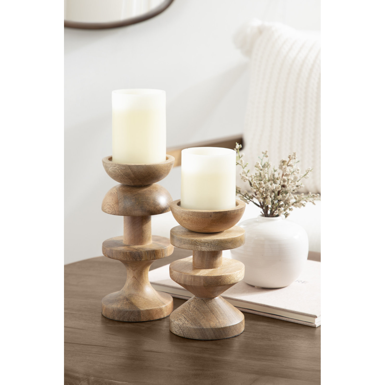2-Piece Candlestick Set, Brown