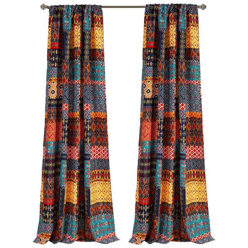 Panneaux de rideaux en patchwork obscurcissants et thermiques Misha, H 108 po x l 52 po, Multicolore