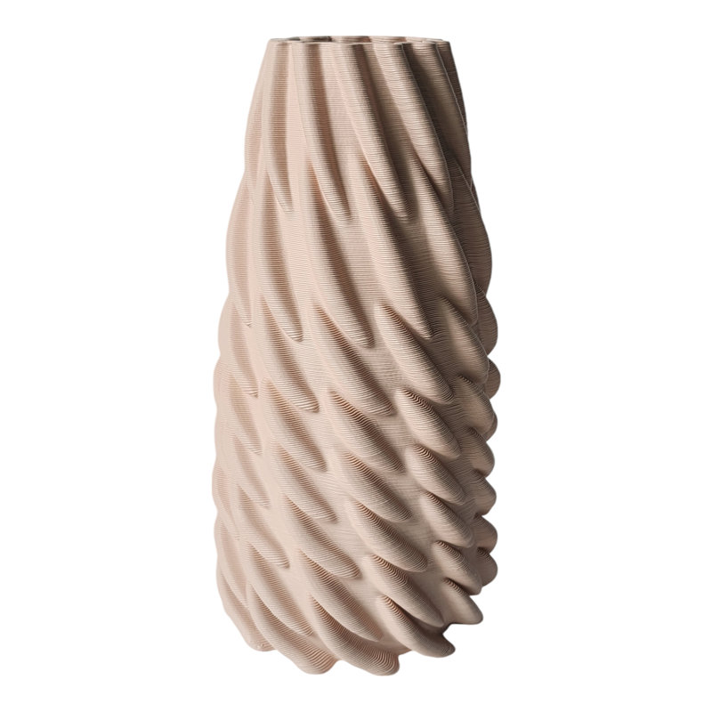 Modern Stoneware Vase With Sculpted Spiral Texture And Ribbed Vertical Detailing In Celine Trend Style For Contemporary Decorative Accents