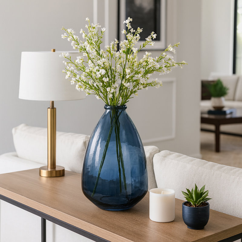 Vase en verre lisse Modern Modern, H 15 po x l 9 po x P 9 po