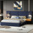 King Size Velvet Platform Bed with Wingback Headboard - Modern Royal Blue Upholstered Frame (No Box Spring Needed)-1770622100