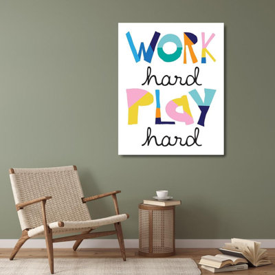 Trinx McCully, Jennifer Gallery Wrapped Canvas Art Titled: Work Hard Play Hard Bright