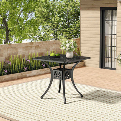 Rectangular Metal Outdoor with Umbrella Hole Dining Table - 78 cm W 78 cm D